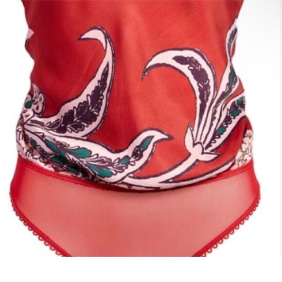 Free People NWT Spellbound Strapless Bodysuit in Cherry Combo Size Large - Picture 7 of 10